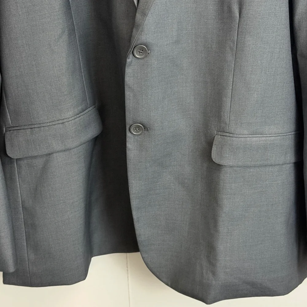 Bespoke Mens 56R Charcoal Grey 2 Button Blazer Jacket Notch Lapel Suit Coat